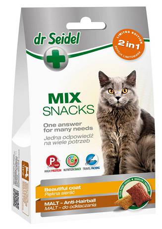 Dr Seidel Przysmak Smakołyk Mix 2w1 na piękną sierść i odkłaczanie dla kota op. 60g