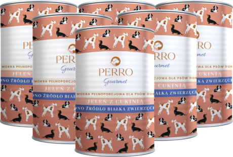 Perro Gourmet Adult Mokra Karma z jeleniem i cukinią dla psa 6x400g PAKIET