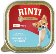 Rinti Gold Mini DOG (mit wachtel&geflugel) Karma mokra z przepiórką i drobiem op. 16x100g PAKIET