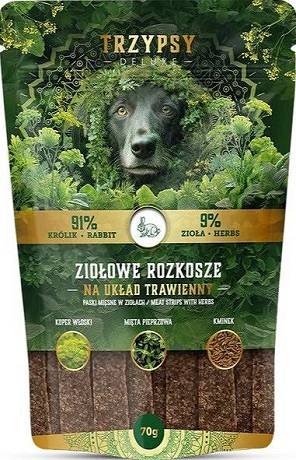 Trzypsy Deluxe Ziołowe Rozkosze na układ trawienny Przysmaki z królikiem dla psa 70g