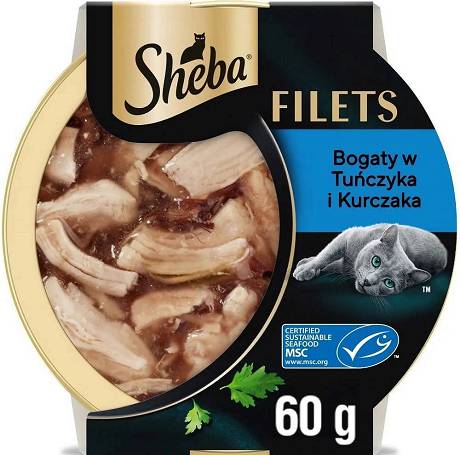 Sheba Filets Mokra Karma z tuńczykiem i kurczakiem w sosie dla kota 60g