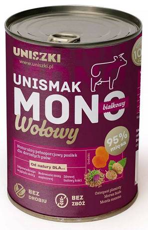 Uniszki Unismak Mono Adult Mokra Karma z wołowiną dla psa 400g