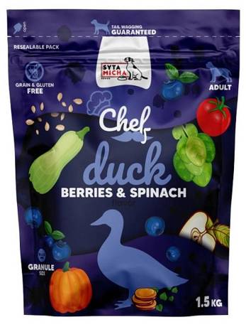 Syta Micha CHEF Adult Duck&Berries Karma Sucha z kaczką i jagodami dla psa 1.5kg