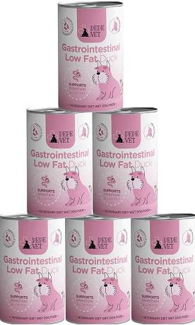 Paka Zwierzaka PEPE Vet Gastrointestinal Low Fat Duck Mokra Karma z kaczką dla psa 6x400g PAKIET