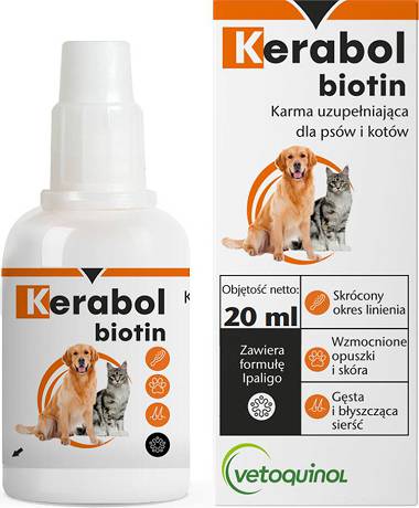 Vetoquinol Kerabol Biotin Preparat na skórę i sierść dla psa i kota op. 20ml