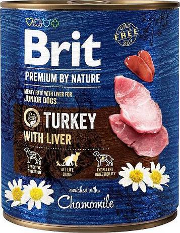 Brit Premium by Nature DOG Junior Turkey with Liver Karma mokra z indykiem i wątróbką op. 800g