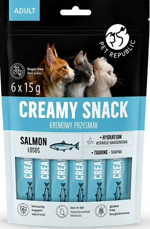 Pet Republic Adult Creamy Snack Salmon Kremowe przysmaki z łososiem dla kota 6x15g