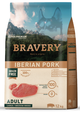 Bravery DOG Grain Free Adult Medium/Large Iberian Pork Karma sucha op. 12kg