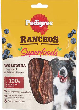 Pedigree Ranchos Superfoods Przysmak z wołowiną, jagodami i pełnym ziarnem dla psa op. 70g