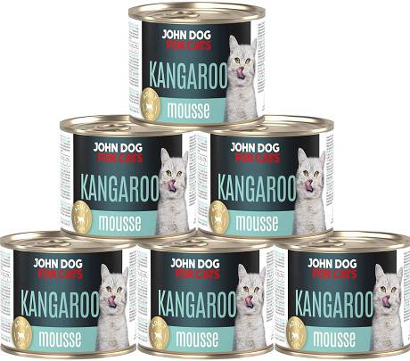 John Dog for Cats Adult mus z kangurem karma mokra op. 6x200g PAKIET