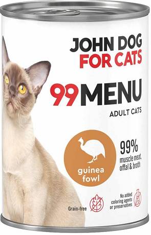 John Dog for Cats Adult 99 MENU Guinea Fowl Mokra Karma z perliczką dla kota 400g