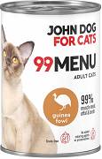 John Dog for Cats Adult 99 MENU Guinea Fowl Mokra Karma z perliczką dla kota 400g
