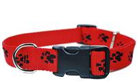 Chaba Czerwona w czarne łapki Obroża regulowana dla psa rozm. 20mm/28-46cm