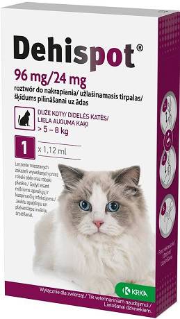 KRKA Dehispot Krople na robaki dla kota 5-8kg (1 pipeta 1.12ml)