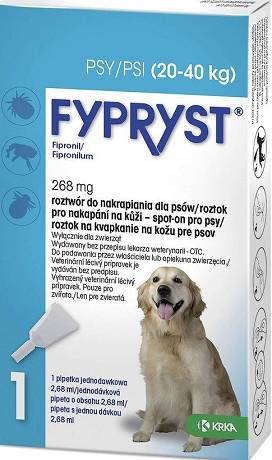 KRKA Fypryst Spot On krople na pchły i kleszcze dla psa 20-40kg (1 pipeta 2.68ml)