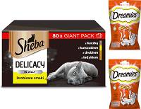 Sheba CAT Delicacy in Jelly Karma mokra kolekcja drobiowych smaków (galaretka) op. 80x85g GIANT PACK + Dreamies z kurczakiem 2x60g GRATIS