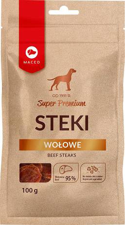 Maced Super Premium Steki wołowe Przysmak z wołowiną dla psa op. 100g