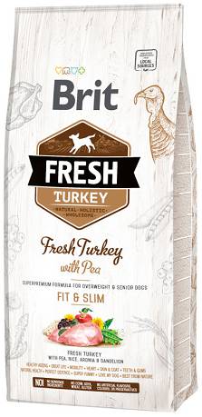 Brit Fresh DOG Fit&Slim Overweight&Senior Dogs Turkey with Pea Karma sucha z indykiem op. 2x12kg DWU-PAK