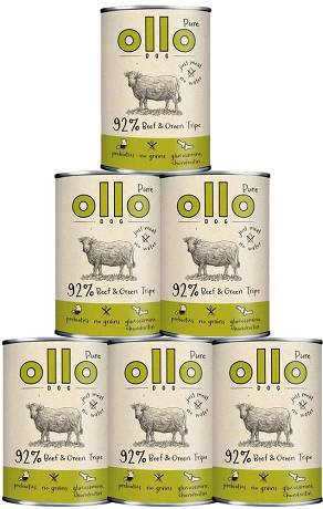 Ollo Pure Beef&Green Tripe Mokra Karma ze żwaczami i wołowiną dla psa 8x400g PAKIET