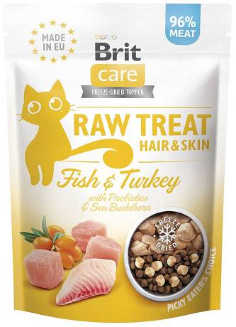 Brit Care Raw Treat Hair&Skin Fish&Turkey Przysmak z łososiem i indykiem dla kota op. 40g