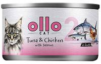 Ollo nr 2 Tuna&Chicken with Salmon Mokra Karma z tuńczykiem, kurczakiem i łososiem w sosie dla kota 70g
