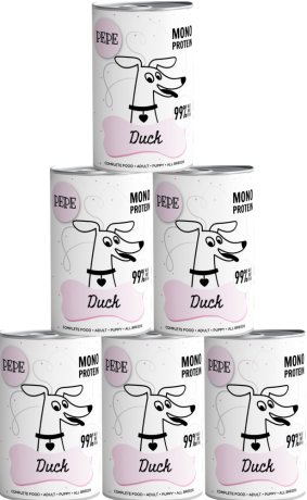 Paka Zwierzaka PEPE Duck Mokra karma z kaczką dla psa 6x400g PAKIET