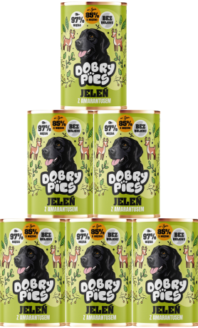 Dobry Pies Adult Mokra Karma z jeleniem z amarantusem dla psa 12x400g PAKIET