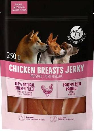 Pet Republic Chicken Breasts Jerky Przysmak z kurczakiem dla psa 250g [Data ważności 26.11.2026]