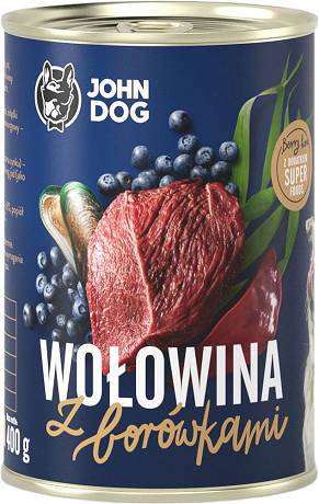 John Dog Adult Berry Line Karma z wołowiną i borówkami dla psa op. 400g