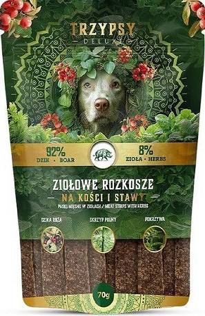 Trzypsy Deluxe Ziołowe Rozkosze na kości i stawy Przysmaki z dzikiem dla psa 70g