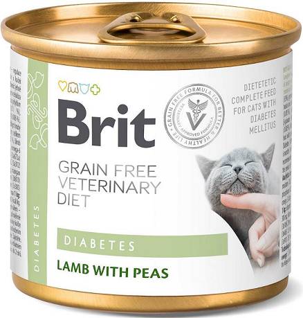 Brit Veterinary Diet CAT Diabetes Lamb&Pea Karma mokra z jagnięciną i groszkiem op. 200g