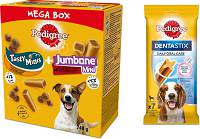 Pedigree MEGA Box Tasty Minis + Jumbone Mini Przysmaki dla psa op. 740g + Pedigree DentaStix Przysmak op.  180g GRATIS [Data ważności: 22.07.2023] WYPRZEDAŻ