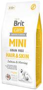 Brit Care DOG MINI Hair&Skin Grain-Free Salmon&Herring Karma sucha z łososiem i śledziem op. 400g