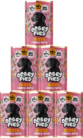 Dobry Pies Adult Mokra Karma z indykiem i morelą dla psa 12x400g PAKIET