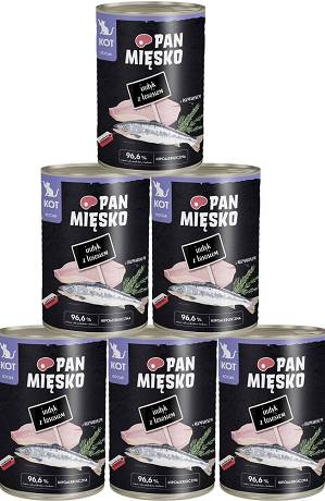 Pan Mięsko CAT Kitten Mokra Karma z indykiem i łososiem 12x400g PAKIET