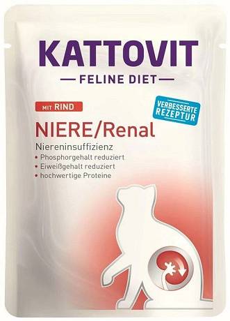 Kattovit CAT Feline Diet Niere/Renal (Rind) Karma mokra z wołowiną op. 12x85g PAKIET