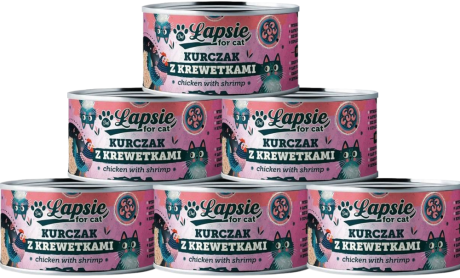 Łapsie Adult Mokra Karma z kurczakiem i krewetkami dla kota 12x80g PAKIET