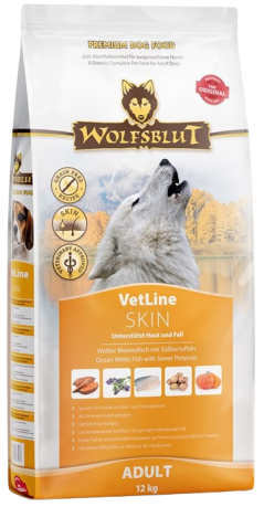 Wolfsblut DOG Adult VetLine Skin&Coat Karma sucha z białą rybą op. 12kg