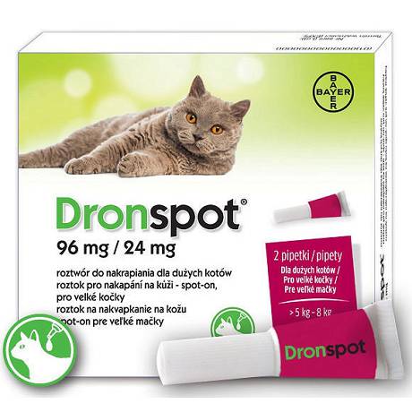 Bayer Dronspot Krople na robaki i pasożyty dla kota o wadze 5-8kg op. 2 pipety