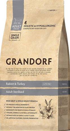 Grandorf Adult Sterilized Rabbit&Turkey Sucha Karma z królikiem i indykiem dla kota 2kg