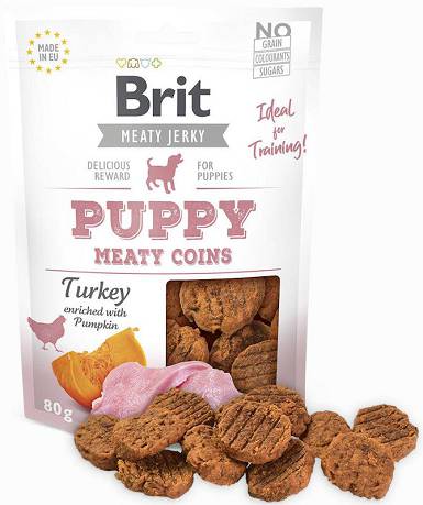 Brit Meaty Jerky Puppy Meaty Coins Przysmak z indykiem dla psa op. 80g