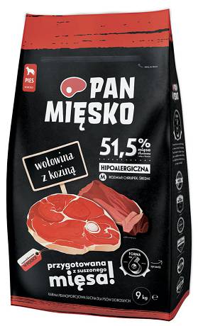 Pan Mięsko DOG Adult Medium Karma sucha z wołowiną i koziną op. 9kg