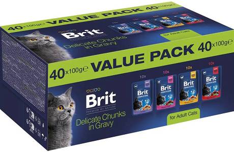 Brit Premium CAT Adult Chunks in Gravy Value Pack Kawałki w sosie 40x100g PAKIET