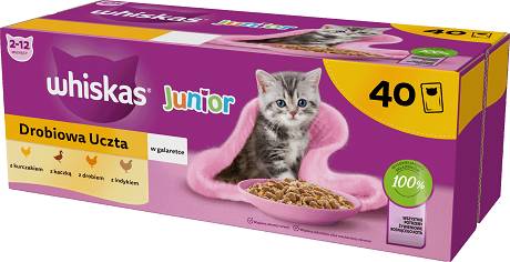 Whiskas CAT Junior Karma mokra drobiowa uczta (galaretka) op. 40x85g