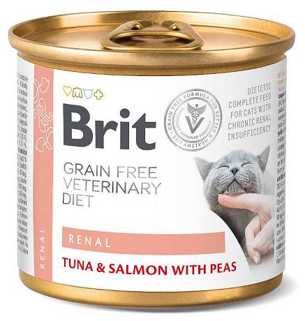 Brit Veterinary Diet CAT Renal Tuna&Salmon&Pea Karma mokra z tuńczykiem, łososiem i groszkiem op. 6x200g PAKIET