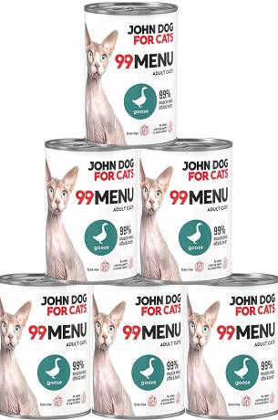 John Dog for Cats Adult 99 MENU Goose Mokra Karma z gęsią dla kota 6x400g PAKIET