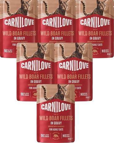 Carnilove CAT Wild Boar Fillets in Gravy Mokra Karma z dzikiem 12x85g PAKIET