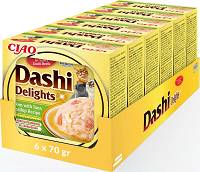 Inaba Ciao Dashi Delights Chicken, Tuna&Scallop Karma z kurczakiem i tuńczykiem dla kota 6x70g PAKIET