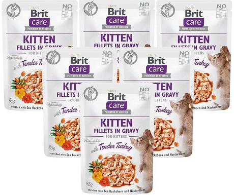 Brit Care CAT Kitten Fillets in Gravy Turkey Karma mokra z indykiem op. 12x85g PAKIET