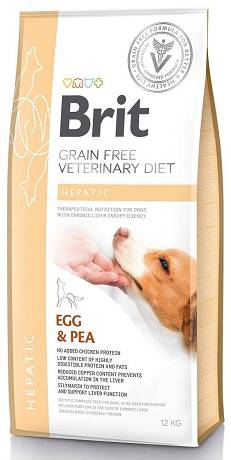 Brit Veterinary Diet DOG Hepatic Egg&Pea Karma sucha z jajkiem i groszkiem op. 12kg